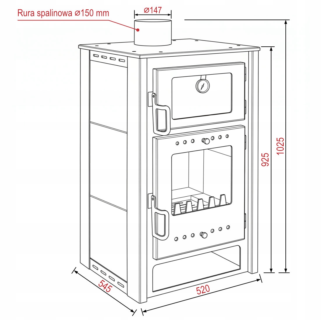 Piec kominkowy BARTEK S 8,5 kW CERAMIC - obrazek 8